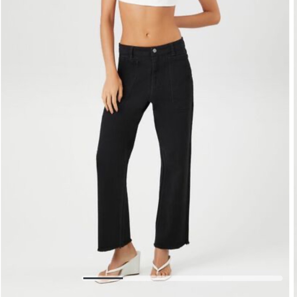 *NEW *Frayed Wide-Leg Ankle Black Jeans size:27